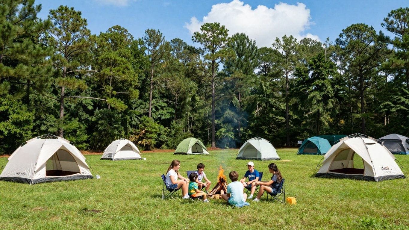 Troop GA-4100 Trail Life USA scouts camping at Alpharetta campground.